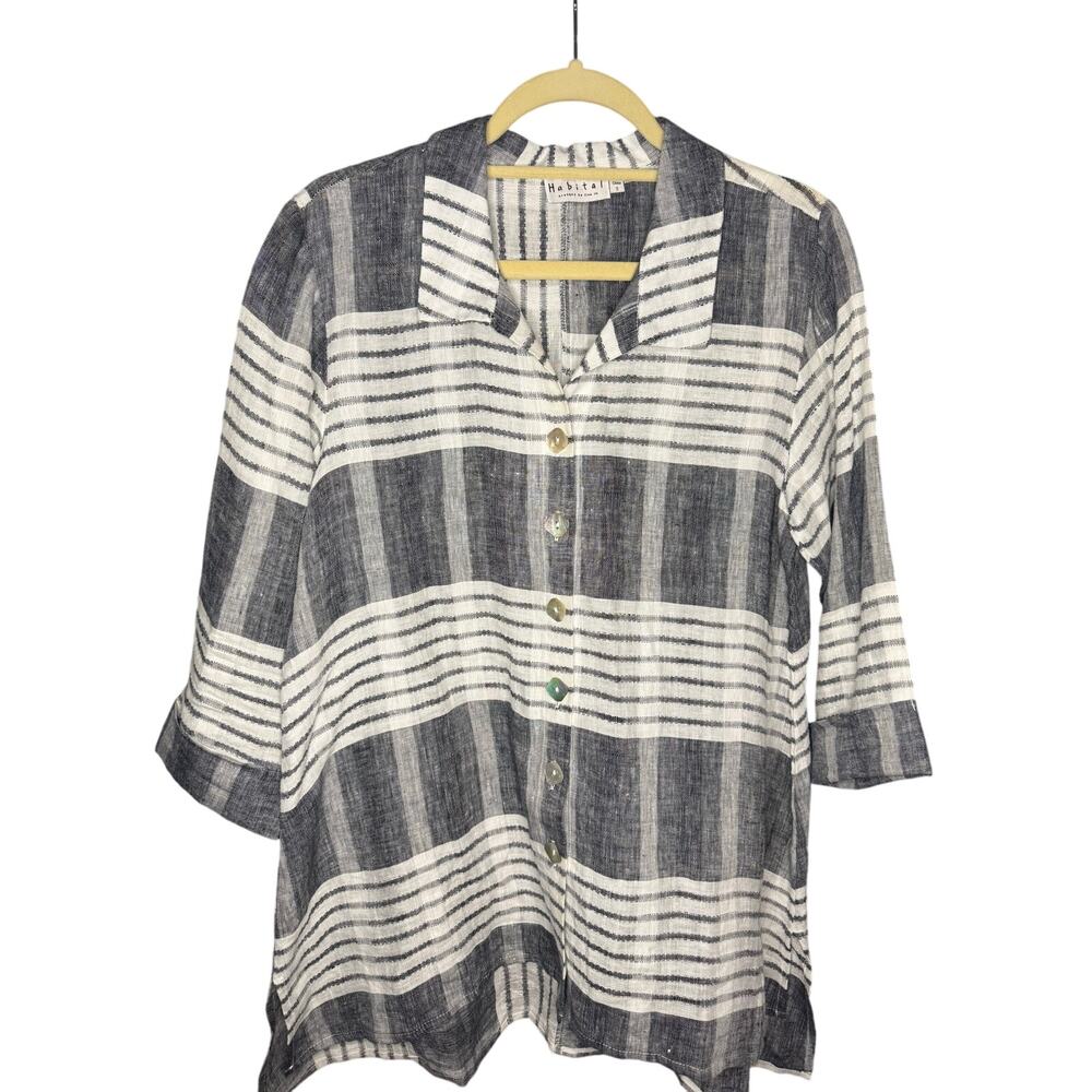 Habitat Linen Button Down Shirt Women's Size S